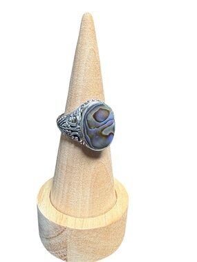 Samuel B. Abalone Ring in Iridescent Green and Blue